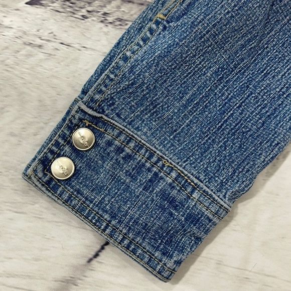 Women’s Casual Kiss Blue Denim Button Down Waist Length Jean Jacket (L) U09 - Picture 5 of 11